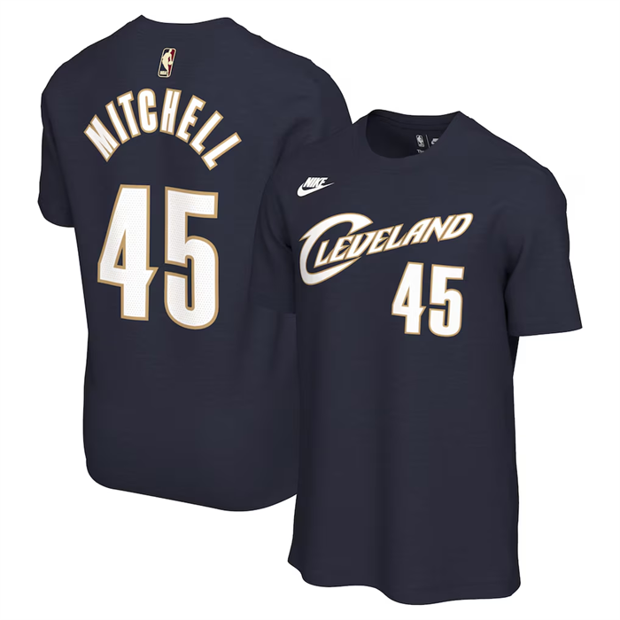 Men's Cleveland Cavaliers #45 Donovan Mitchell Navy Classic Edition Name & Number T-Shirt